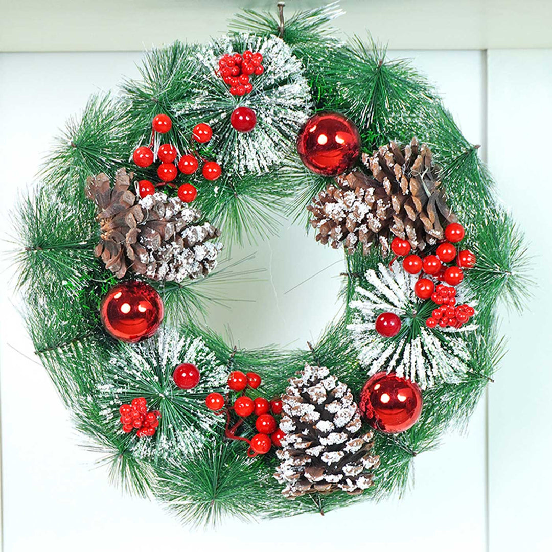 Large Frosty Pinecone Wreath For Christmas Wall Decoration