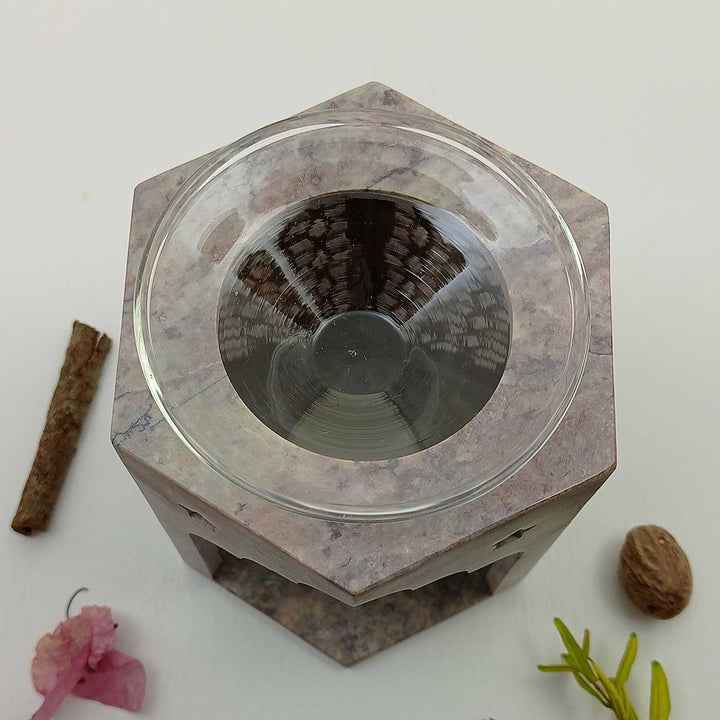 Handmade Emsan Soapstone Aroma Diffuser With Mughal Jaali