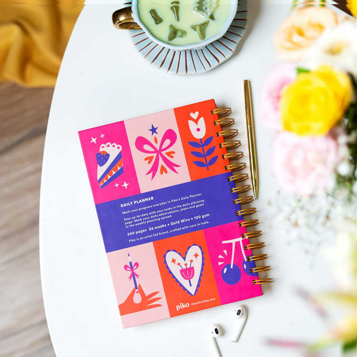 Just a Girl Undated Spiralbound Daily Planner | Wellness Tracker  | 240 Pages