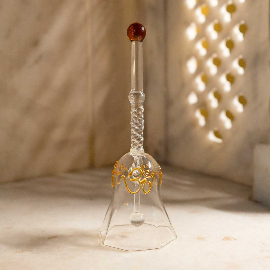 Handmade Amber Ringing Glass Bell | 5.9 inch