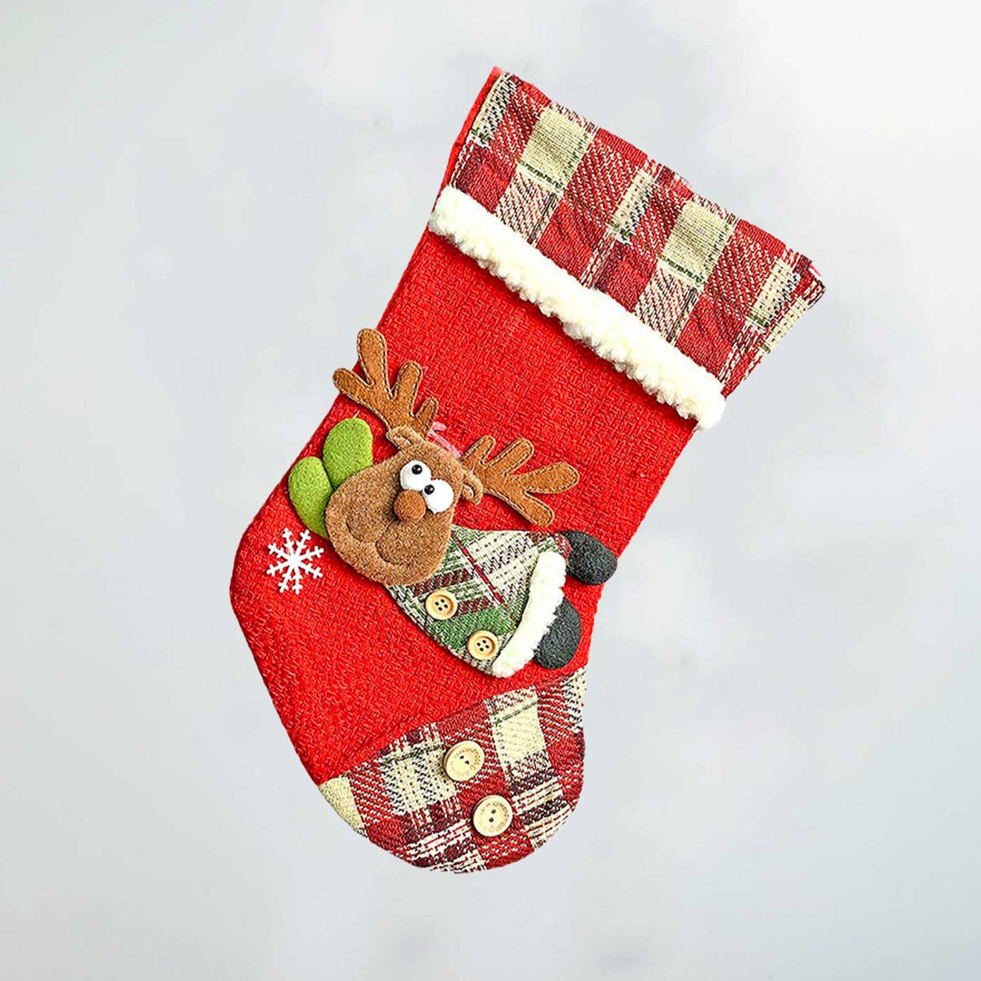 Handmade Flying Deer Woolen Stockings For Christmas Decoration