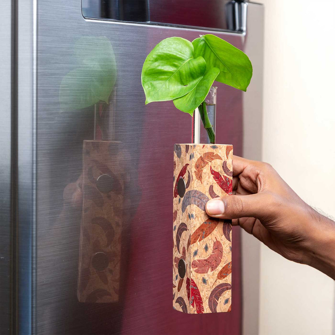 Handmade Leafy' Magnetic Test Tube Cork Planter