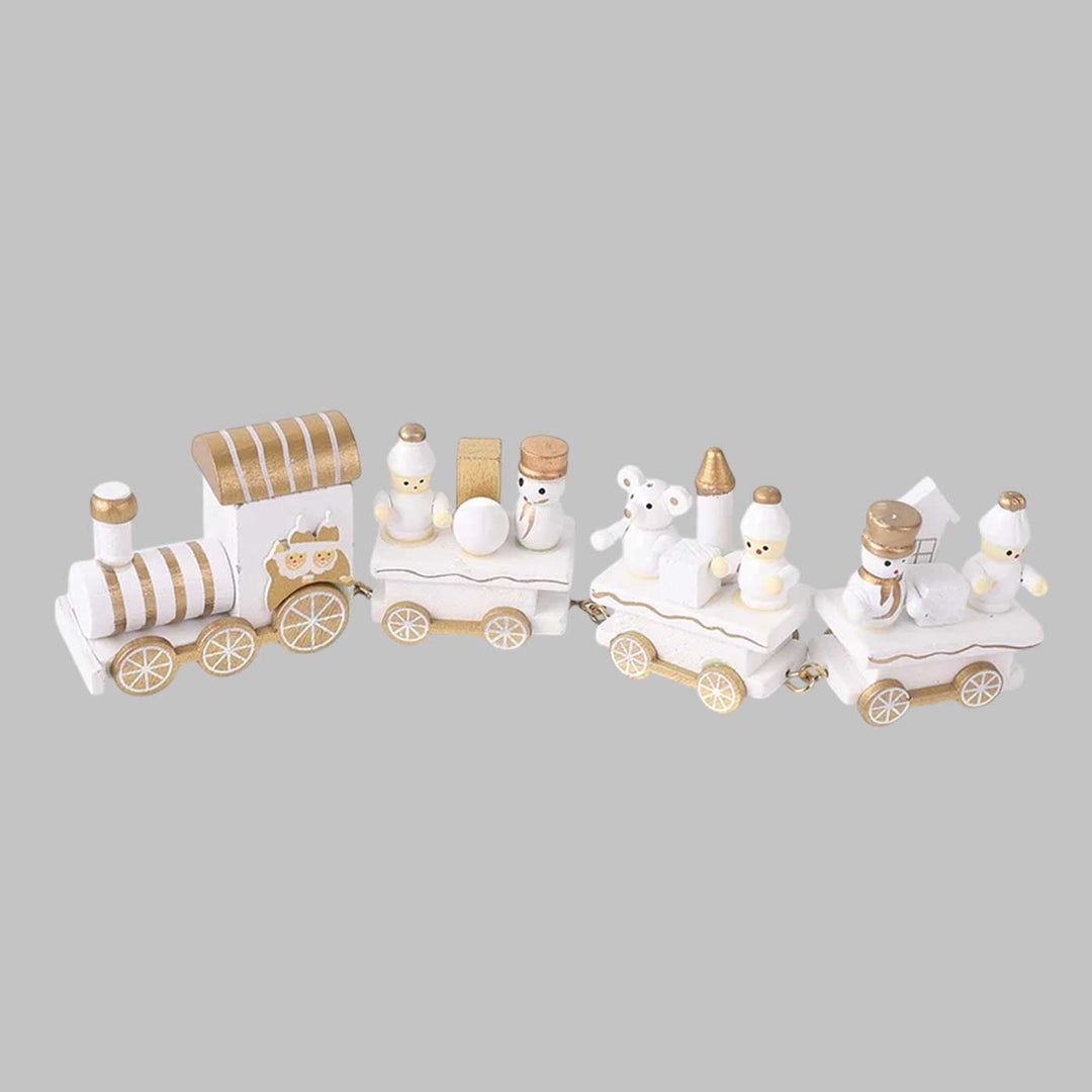 White Snowflake Special Train Wooden Table Decor For Christmas Decoration