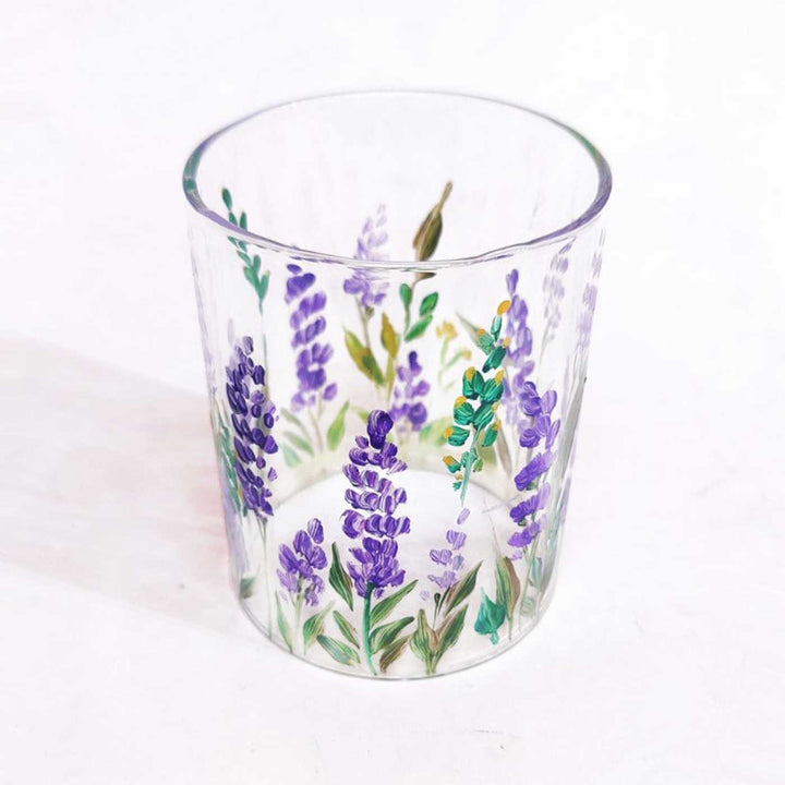 Hand Painted Floral Glass Candle Holder