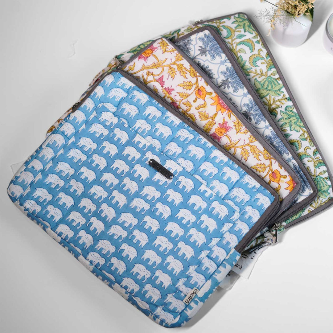 Green Floral Chevron Laptop Sleeve