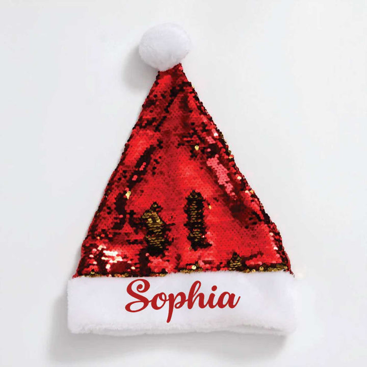 Personalized Sequined Red & Gold Christmas Santa Hat | Xmas Gifting Ideas