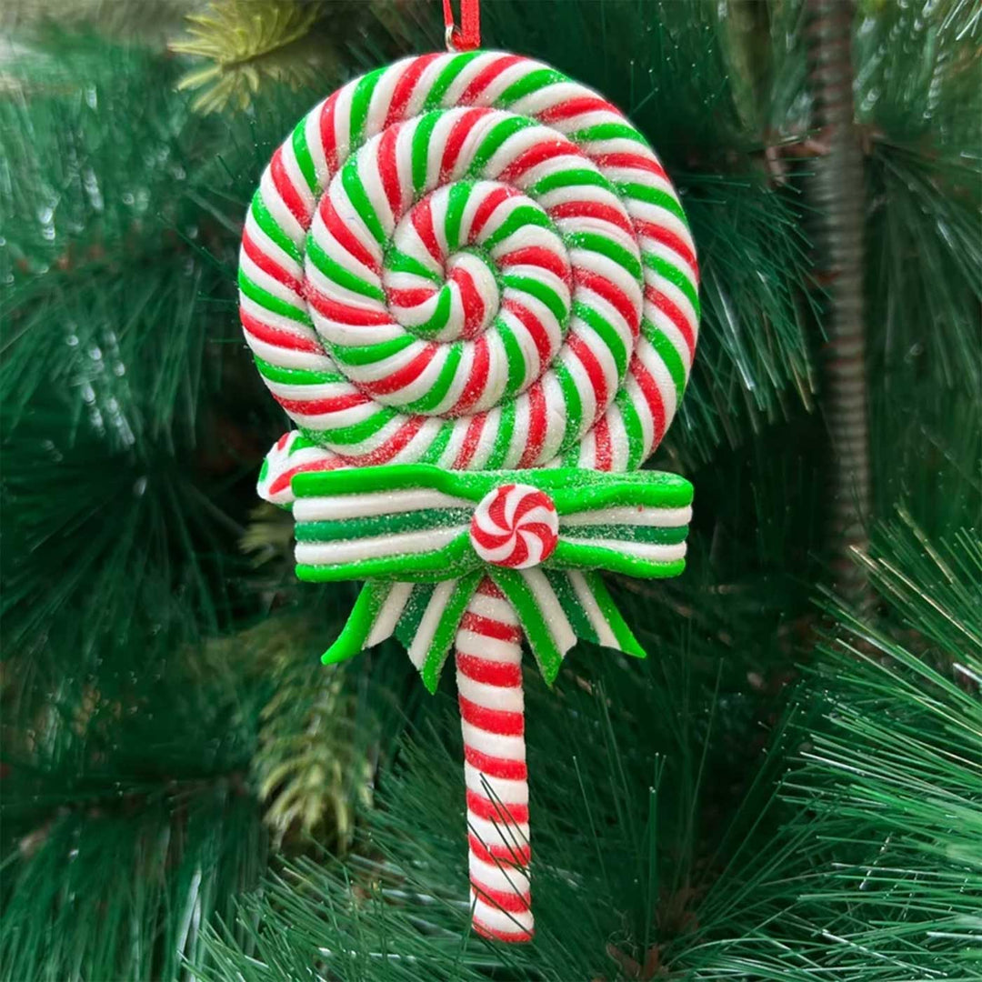 Handmade Green Lollipop Clay Ornaments For Christmas Tree Decoration