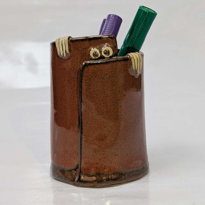 Hand-Painted Peek A Boo Organiser Ceramic Pen Holder