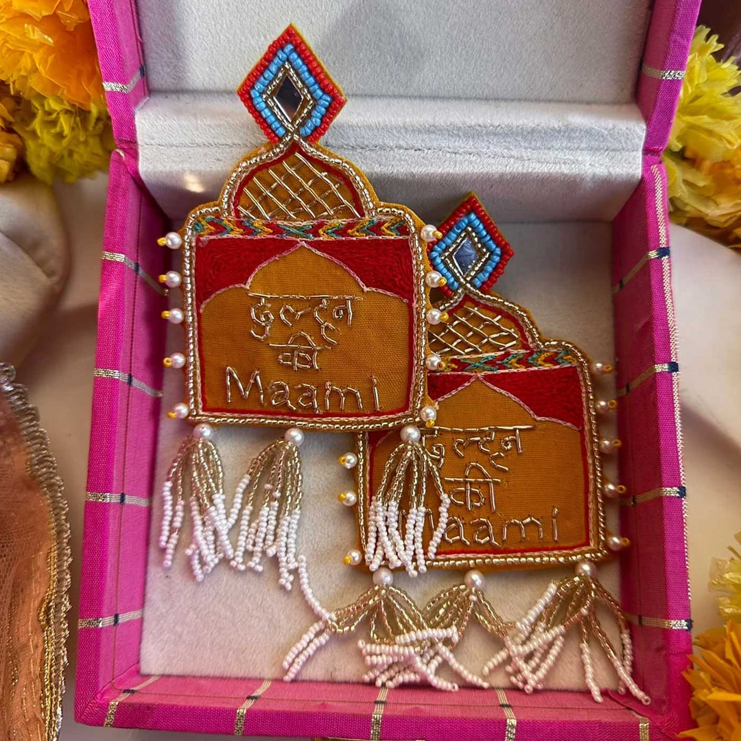 Handmade "Dulhan ki Maami" Beaded Earrings for Bride's Maternal Aunt