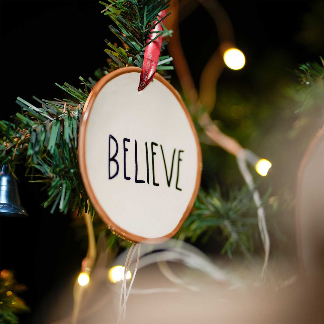 Believe Festive Ceramic Ornaments For Christmas Tree Decoration