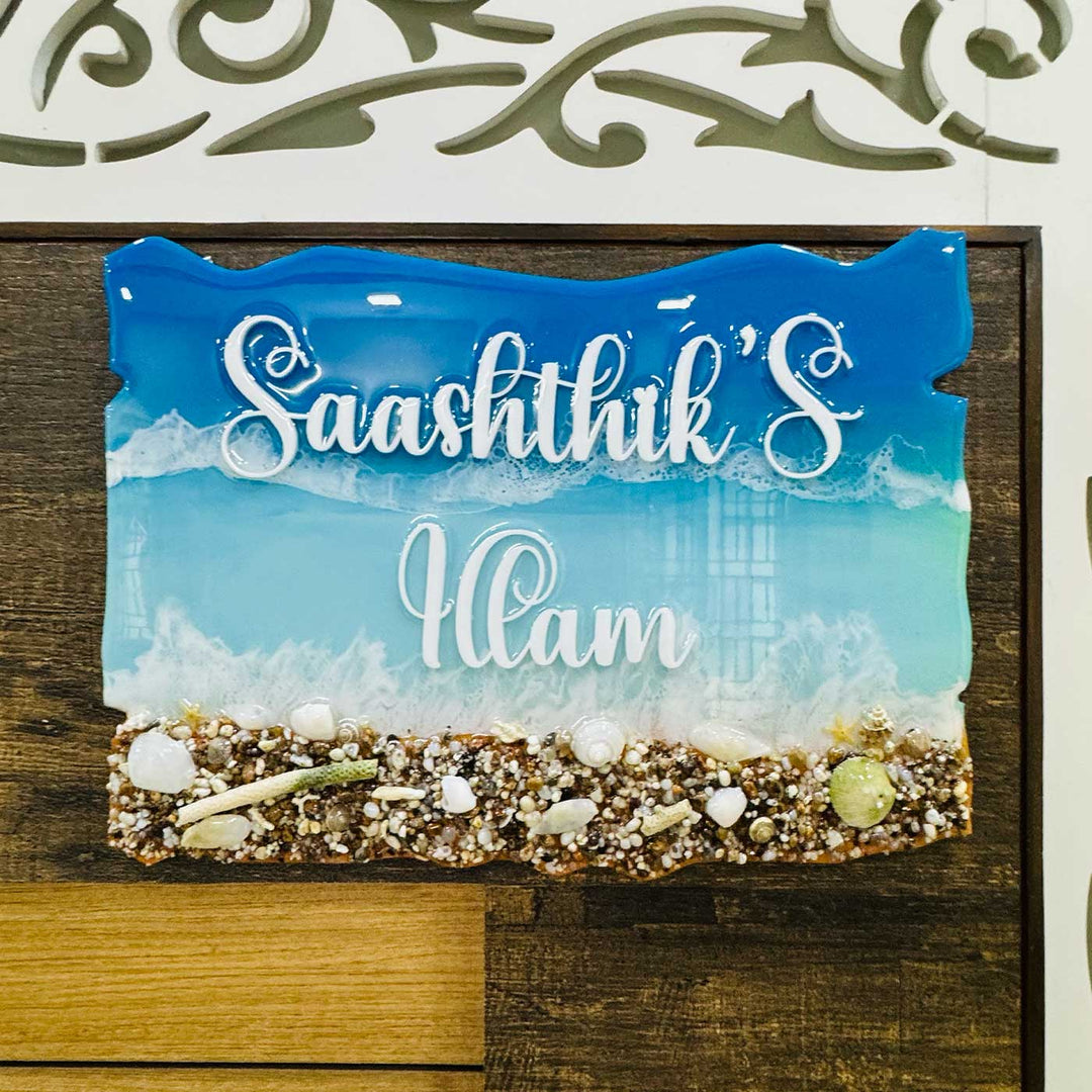 Personalized Light Ocean Theme Resin Name Plate