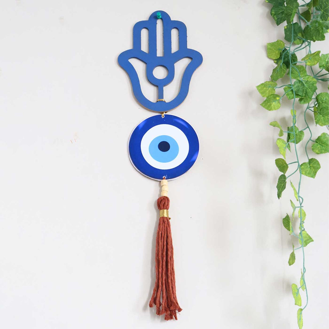 Blue Hamsa & Evil Eye MDF Wall Hanging