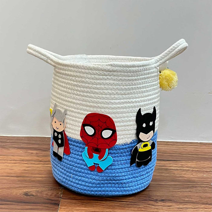 Personalized Handmade Superhero Squad Jute Basket For Kids