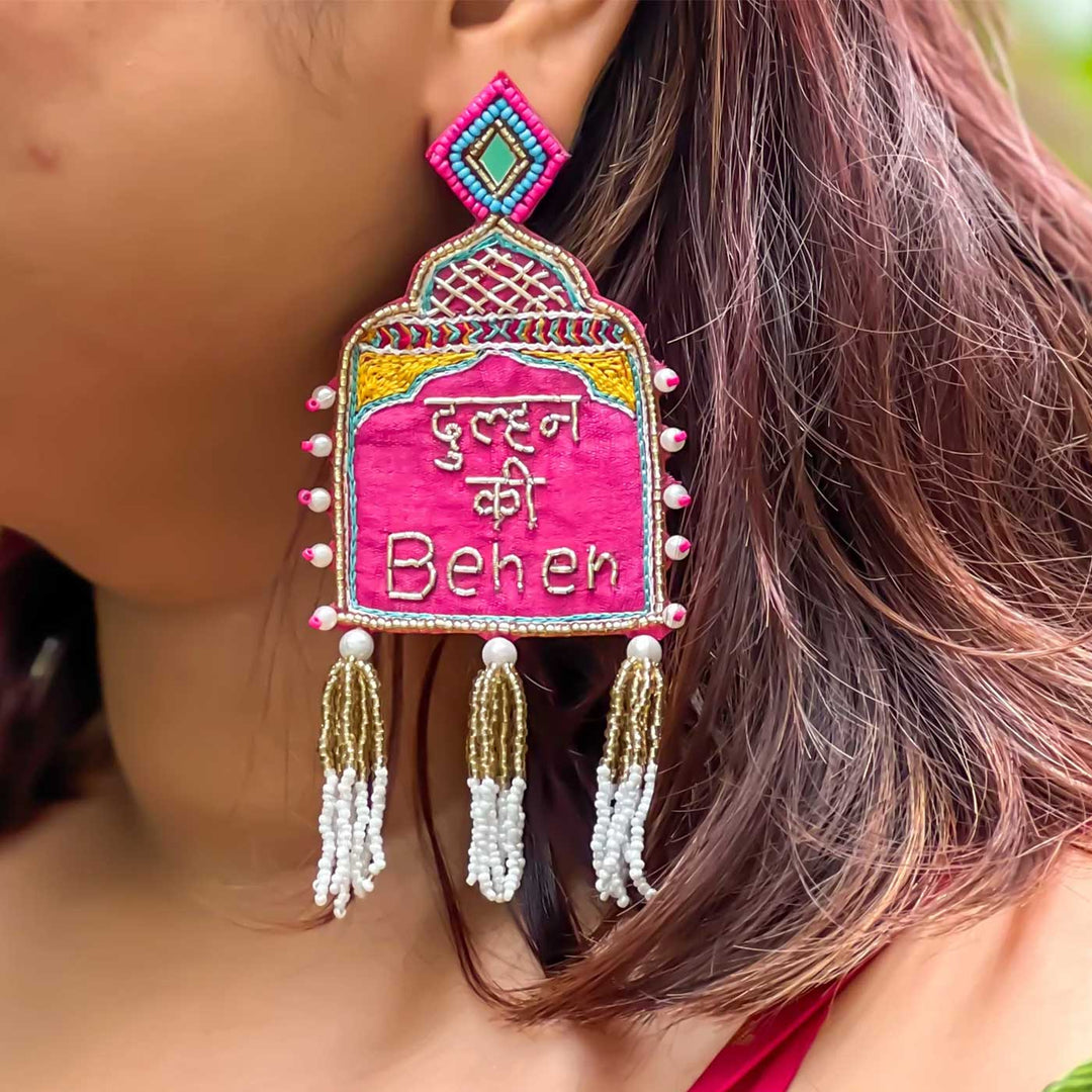 Handmade "Dulhan ki Behen" Beaded Earrings for Bride's Sister