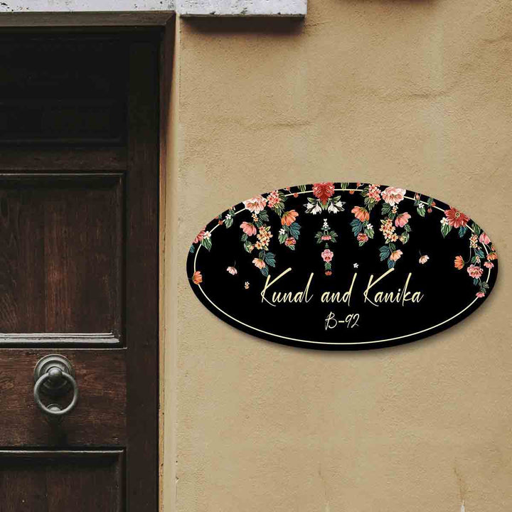 Elegant Oval Printed Wooden Nameplate