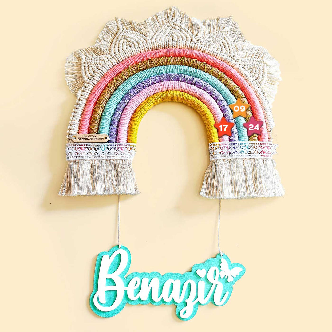 Macrame Princess Rainbow Personalized Kids' Nameplate