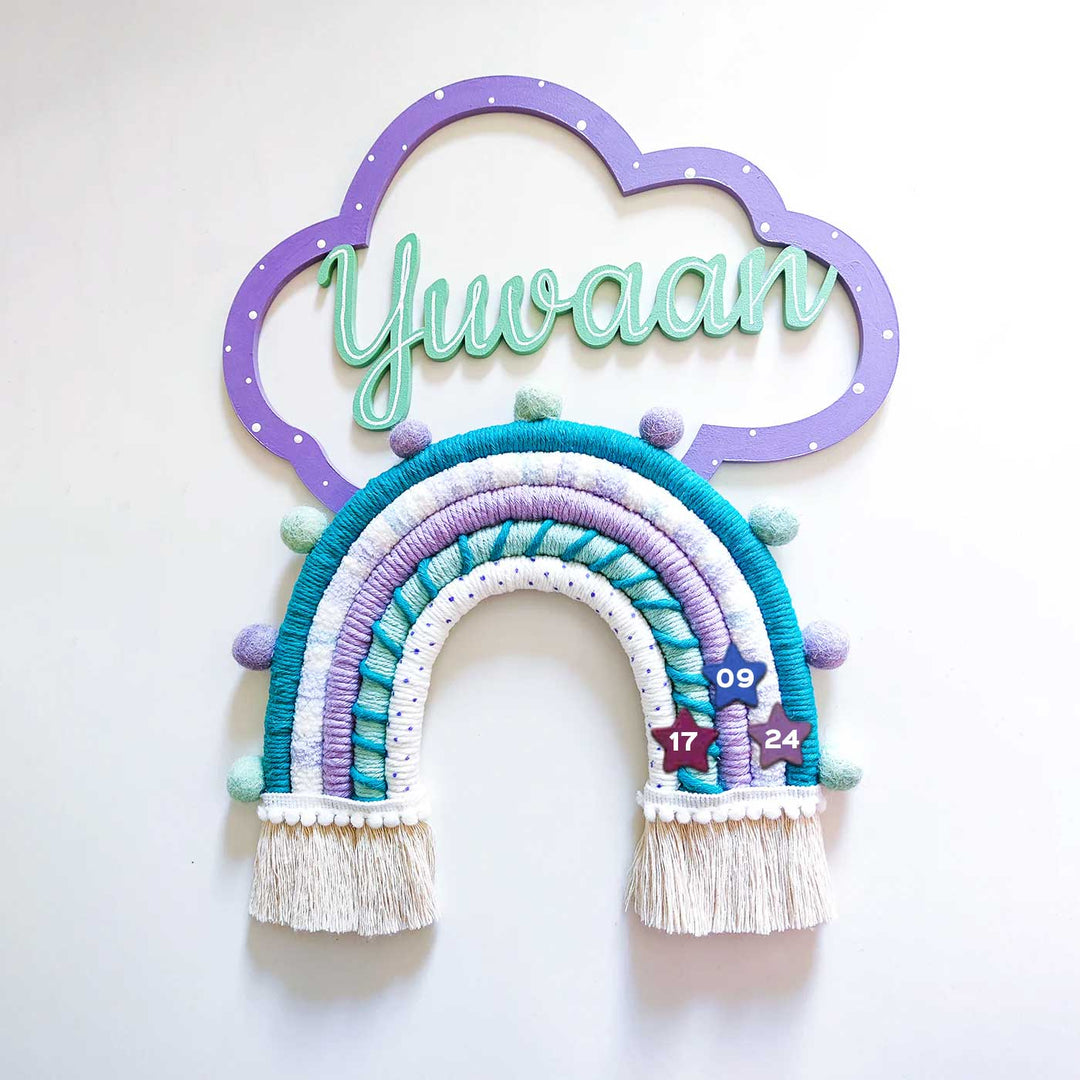 Macrame Prince Rainbow Personalized Kids' Nameplate