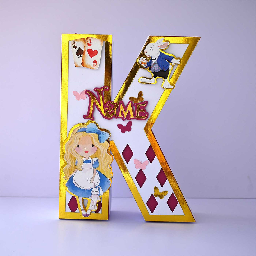 Personalized Printed Alice In Wonderland 3D Cardstock Monogram For Kids