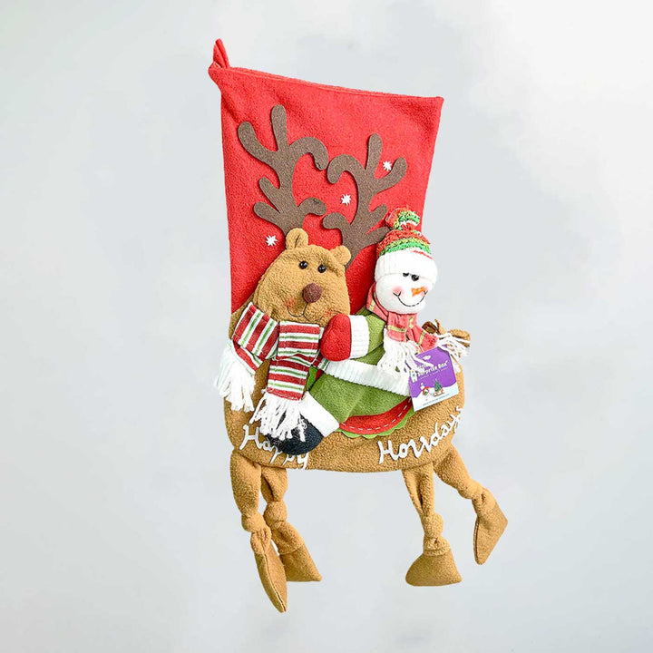 Handmade Knot Legs Snowman Woolen Stockings For Christmas Decoration