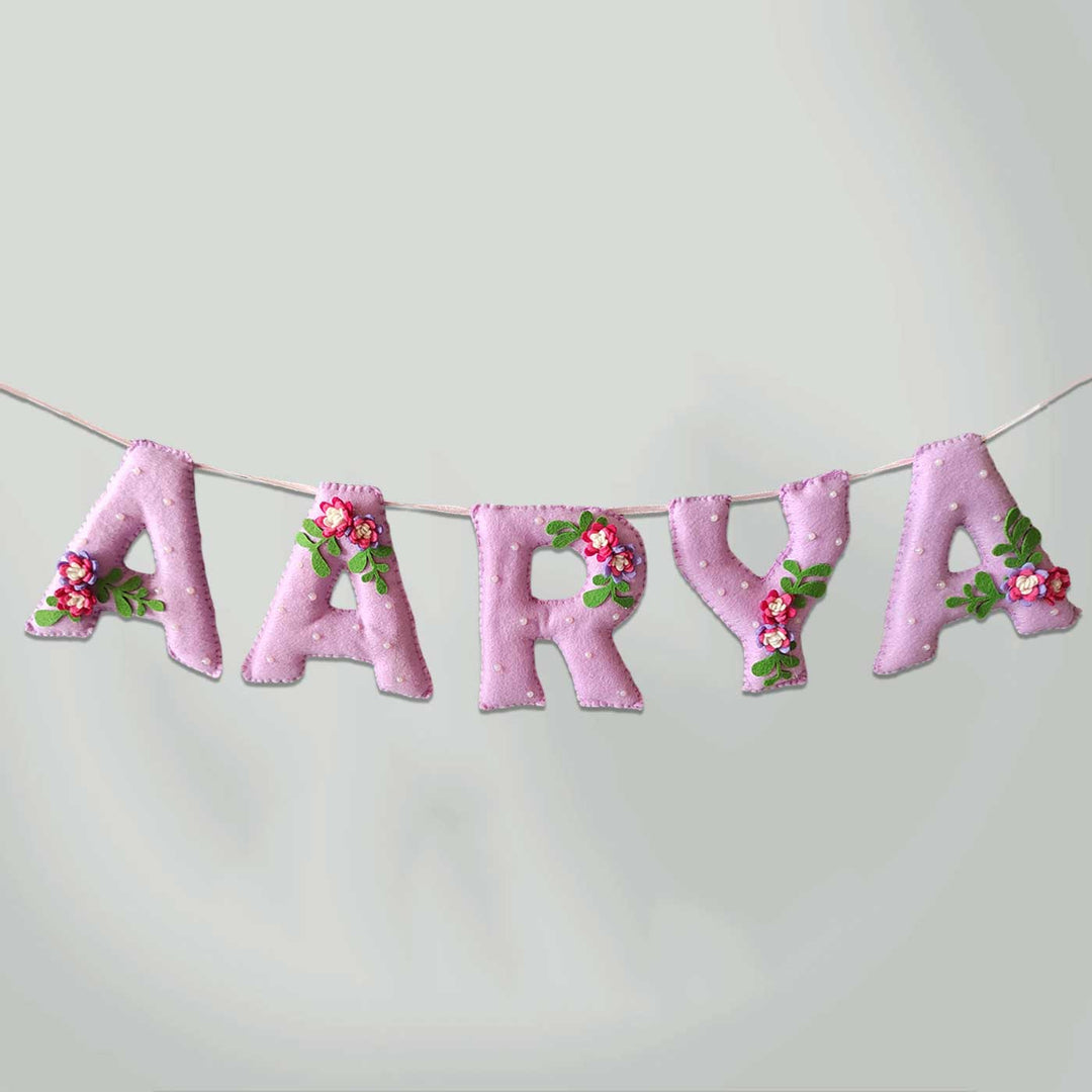 Personalized Handmade Flower & Pearl Embellished Felt Bunting