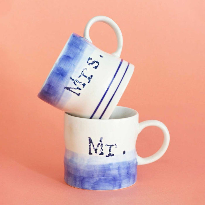 Hand-Painted Mr. & Mrs. Ceramic Mugs | Set Of 2