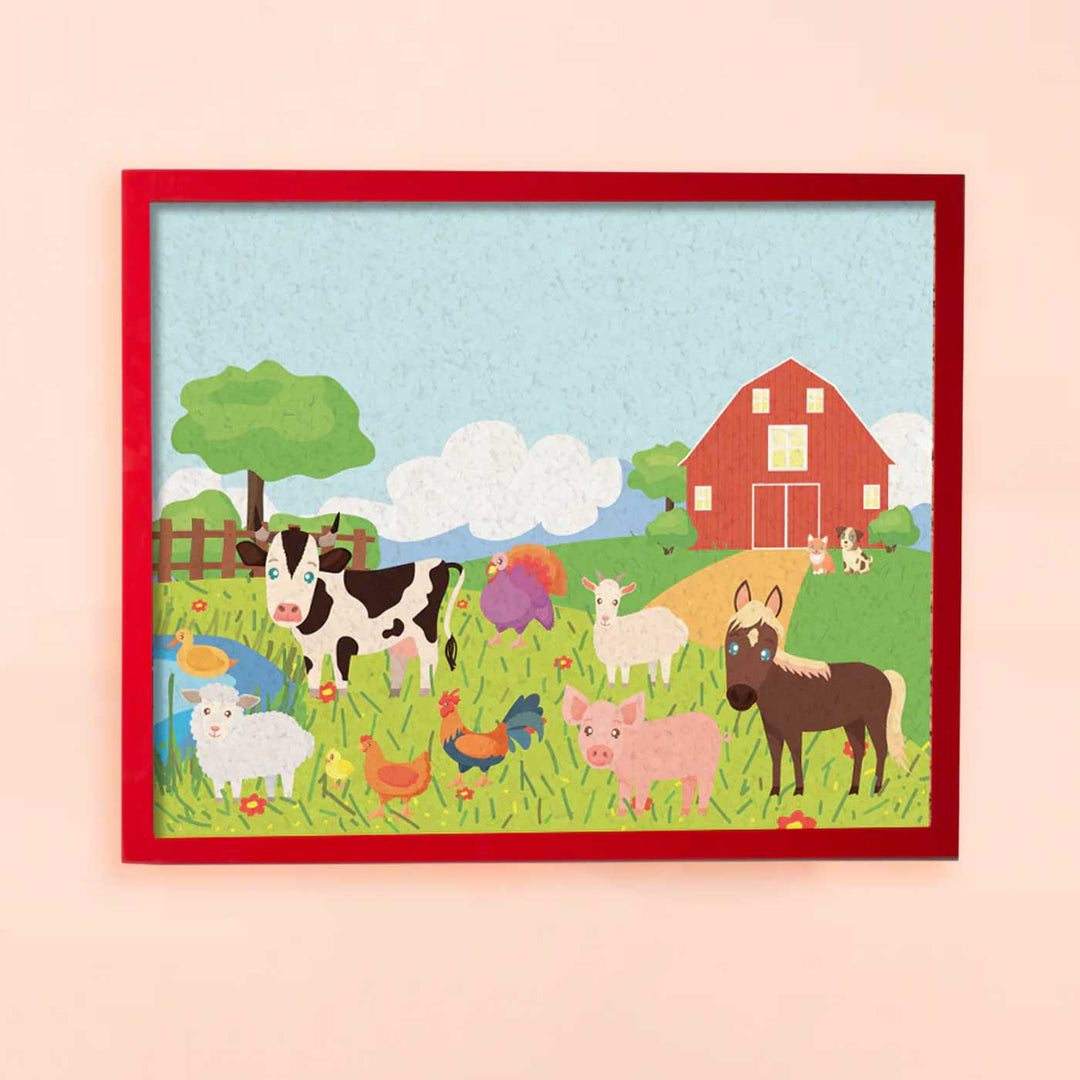 Handmade Farm Animals Wooden Pinboard For Kids