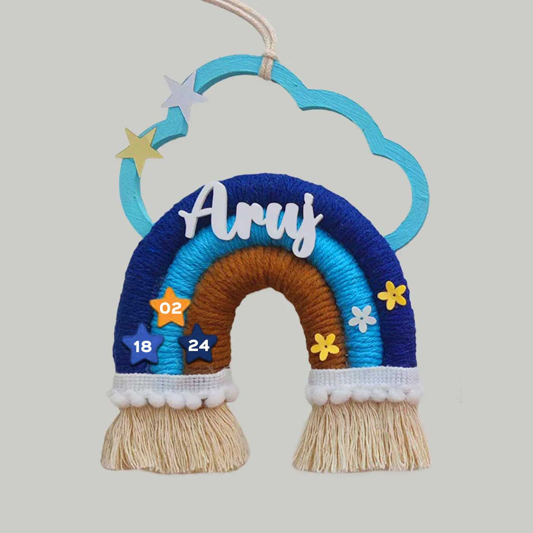 Mini Macrame Cloud & Star Personalized Kids' Nameplate