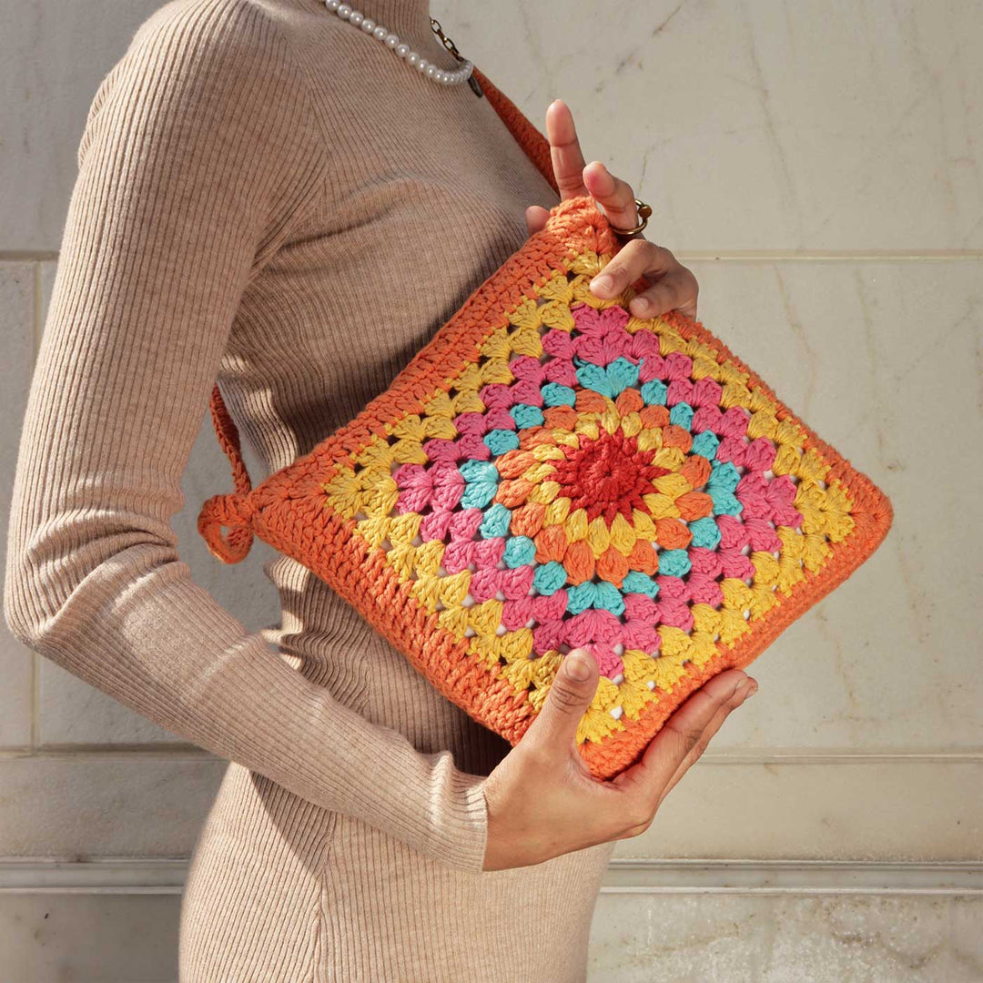 Handmade Crochet Granny Patch Sling Bag