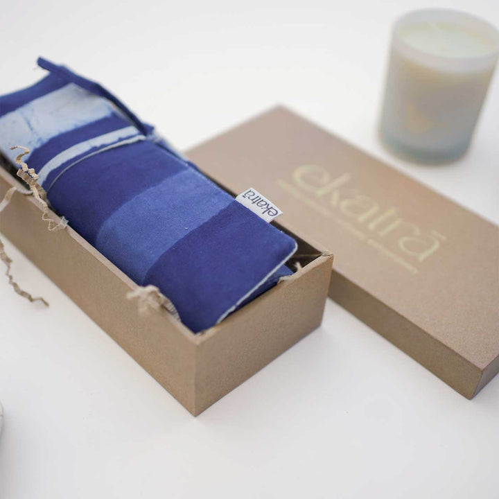 Hand-stitched Cotton Fabric Indigo Stripes Roll Up Case