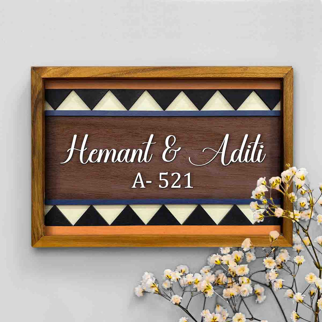 Wooden Personalized Framed Nameplate For Couples