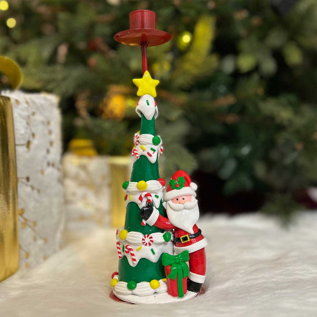 Festive Santa Metal Candle Holder For Christmas Decoration