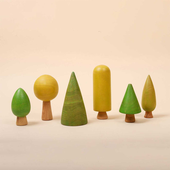 Hand-Painted Mini Wooden Forest Tree Toys | Set Of 6