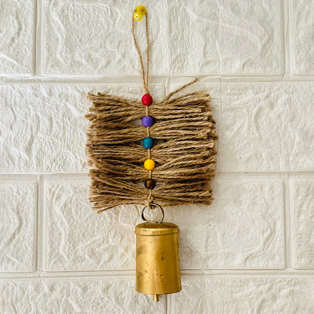 Multicolour Jute Tassel Hanging With Bell