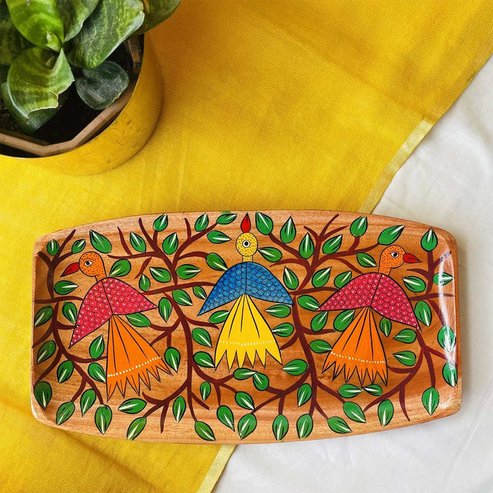 Hand-Painted Pattachitra Masakali Wooden Tray