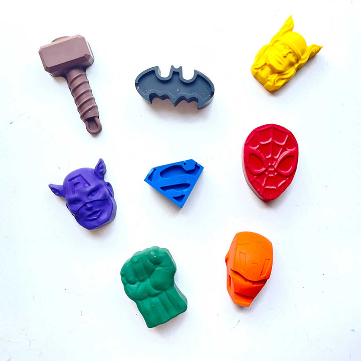 Handmade Superhero Theme Non-Toxic Wax Crayons for Kids | Set Of 8