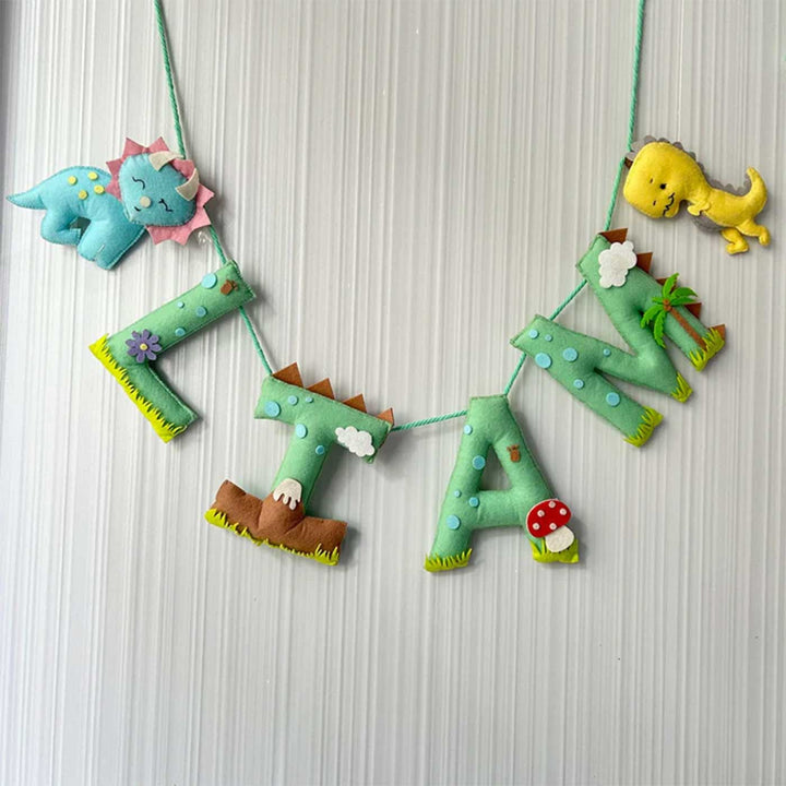 Personalized Fabio The Dinosaur Felt Bunting / Garland For Kids