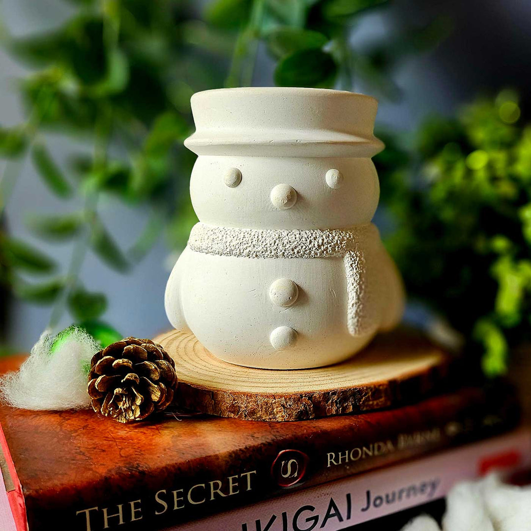 Handmade Snowman Clay Candle  For Christmas Decoration