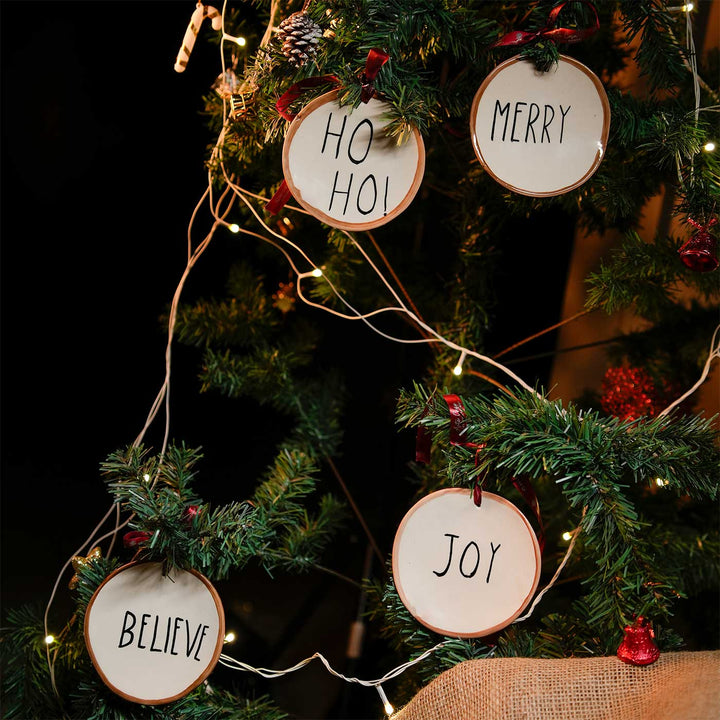 Festive Ceramic Ornaments For Christmas Tree Decoration | Set Of 4