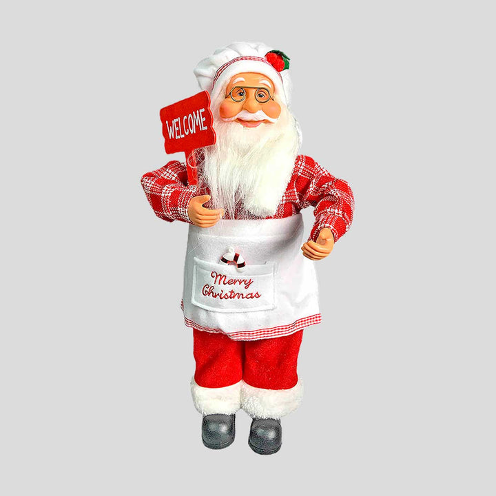 Small Masterchef Santa Claus Self-Standing Woolen Decor For Christmas Table Decoration