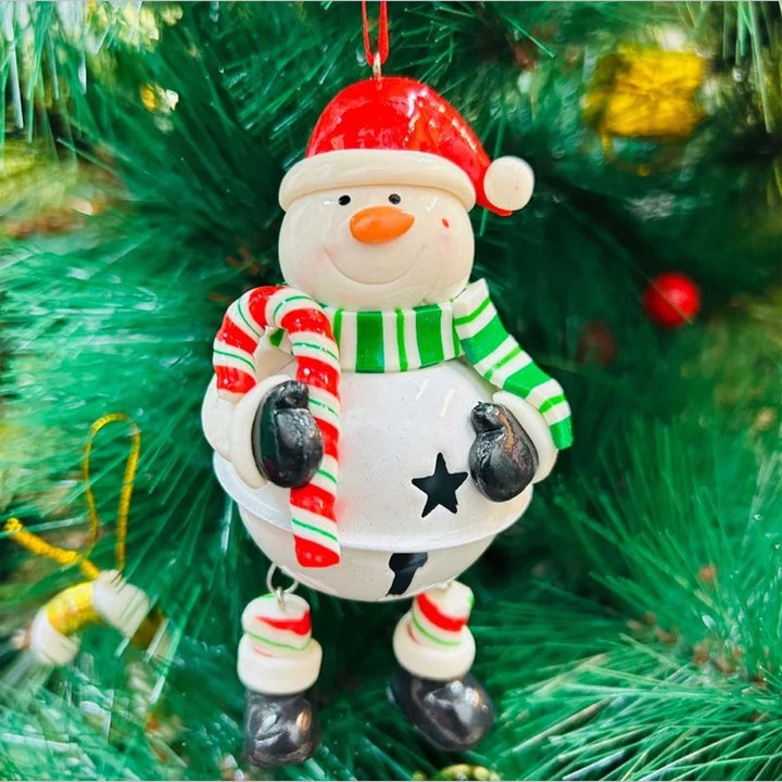 Handmade Snowman Metal Ornaments With Bell For Christmas Tree Decoration