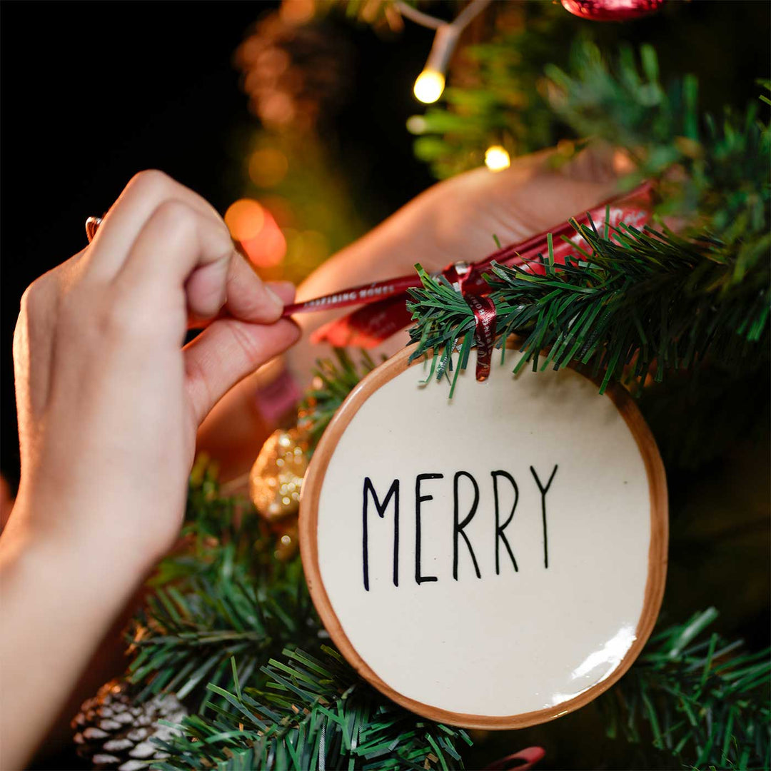 Merry Festive Ceramic Ornament For Christmas Tree Decoration