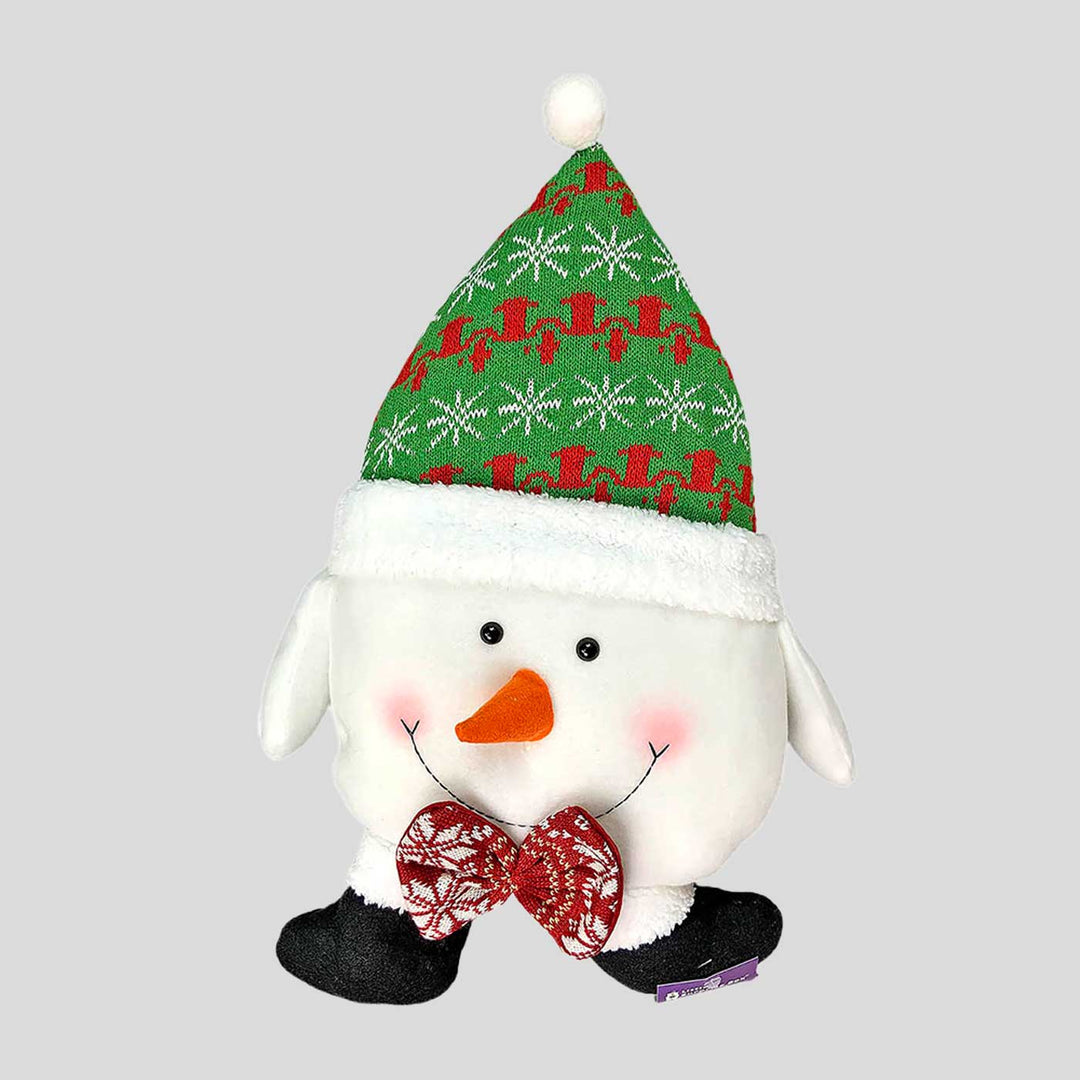 Fluffy Snowman Christmas Themed Woolen Pillow For Christmas Decoration