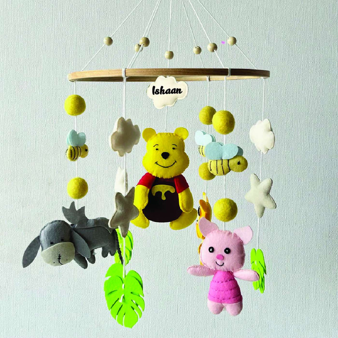 Personalized Handmade Winnie And Friends Felt Cot Mobile For Newborns