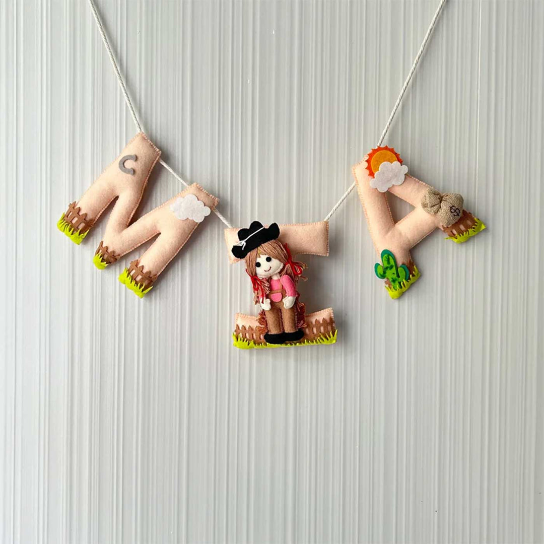 Personalized The Wild West Cow Girl Felt Bunting / Garland For Kids