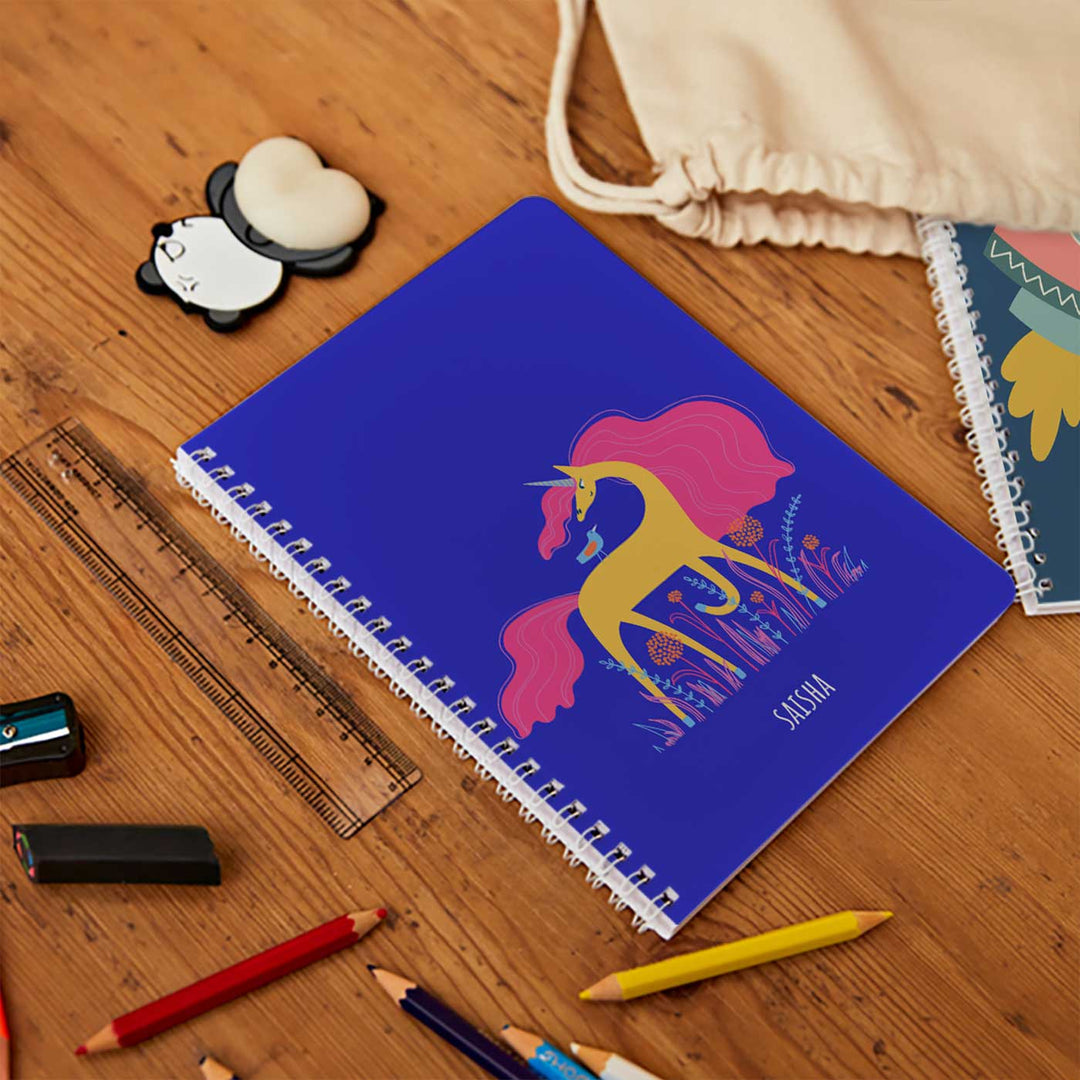 Personalized Magical Unicorn Theme Spiral Bound Notebook | 60 Pages