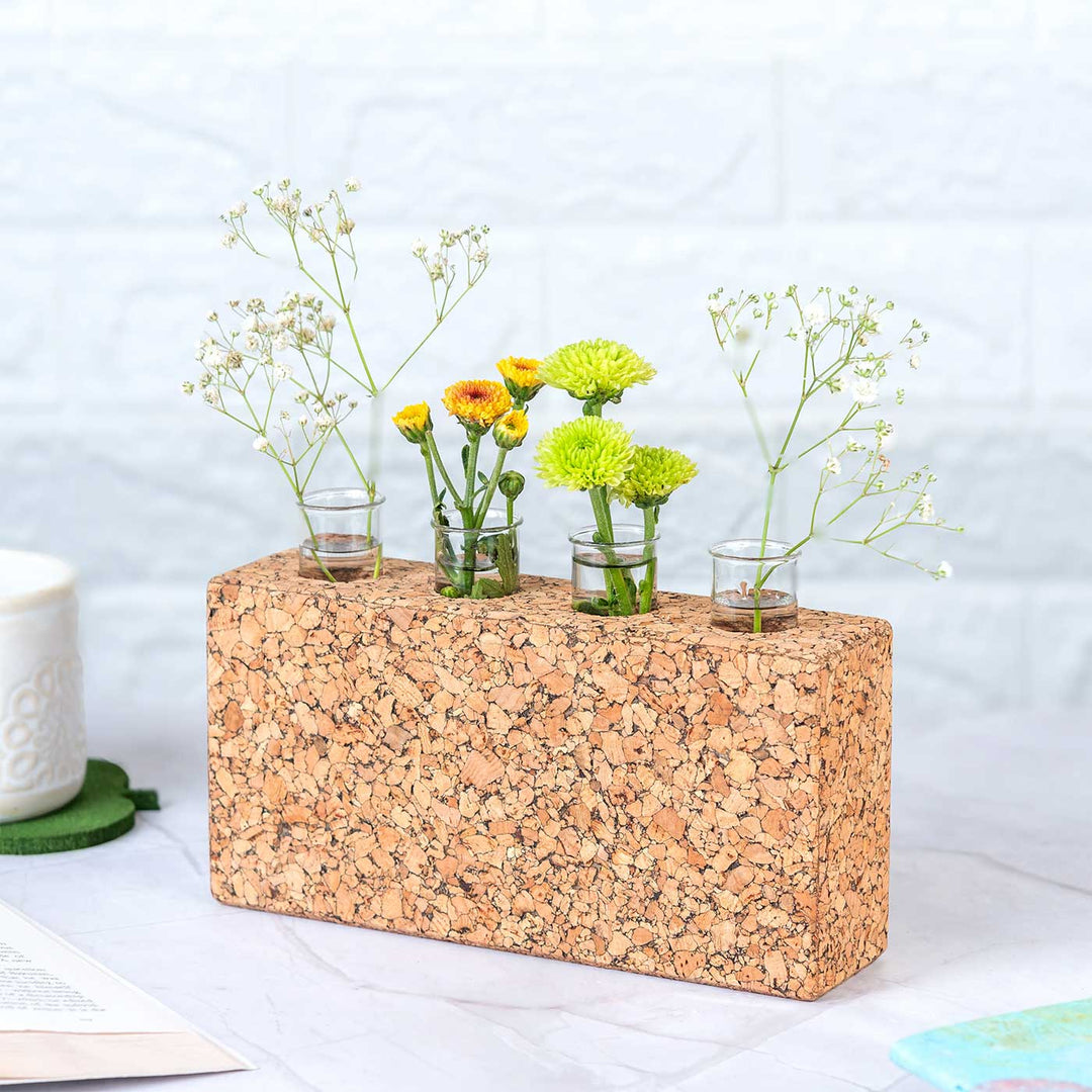 Handmade Blooming Brick' Test Tube Cork Planter