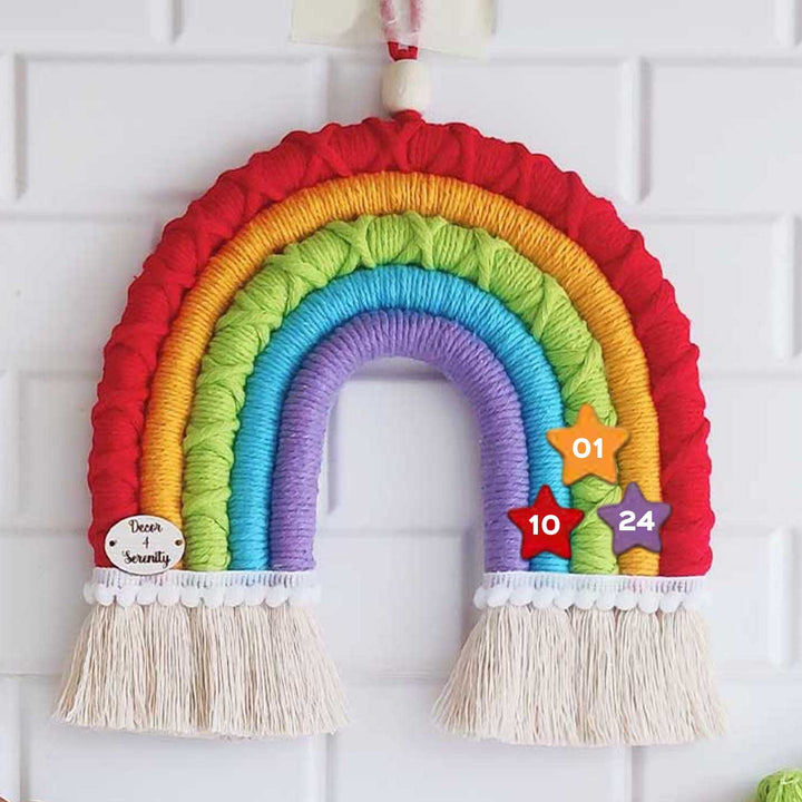 Personalized Handmade Macrame Multicolour Rainbow Kids Name Plate & Bunting Combo