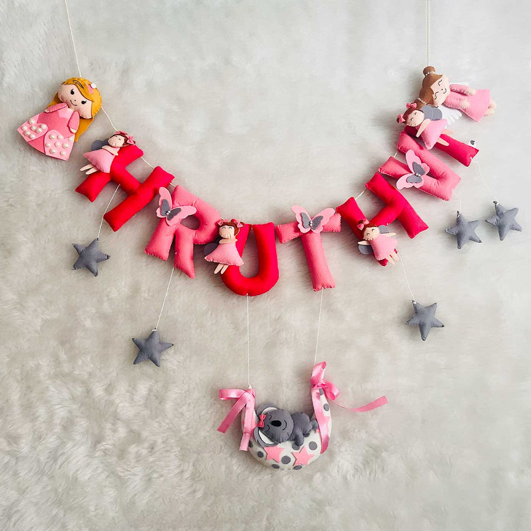 Handcrafted Personalized Doll Themed Bunting For Kids