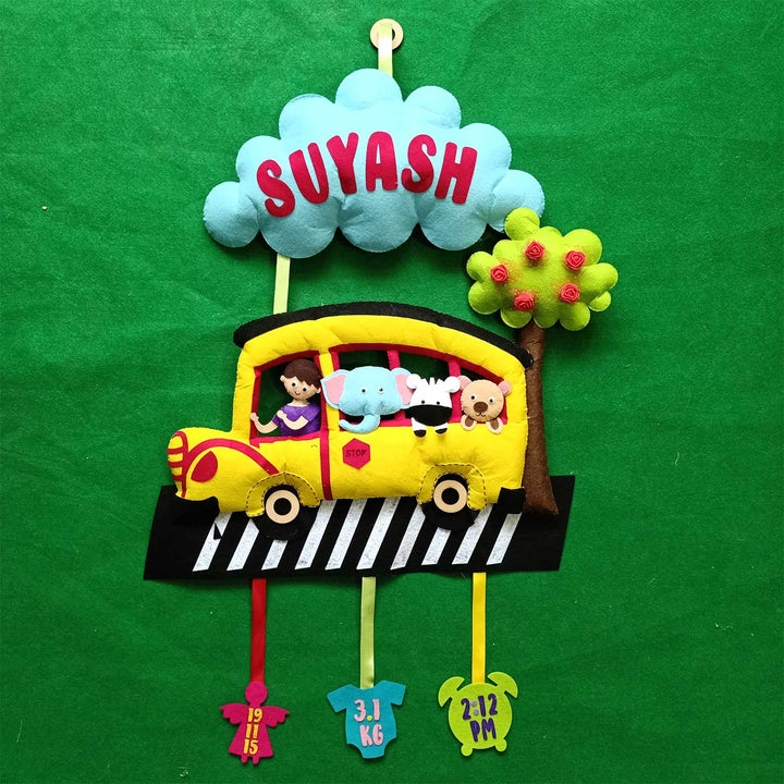 Personalized Handmade Bus Felt Kids Name Plate