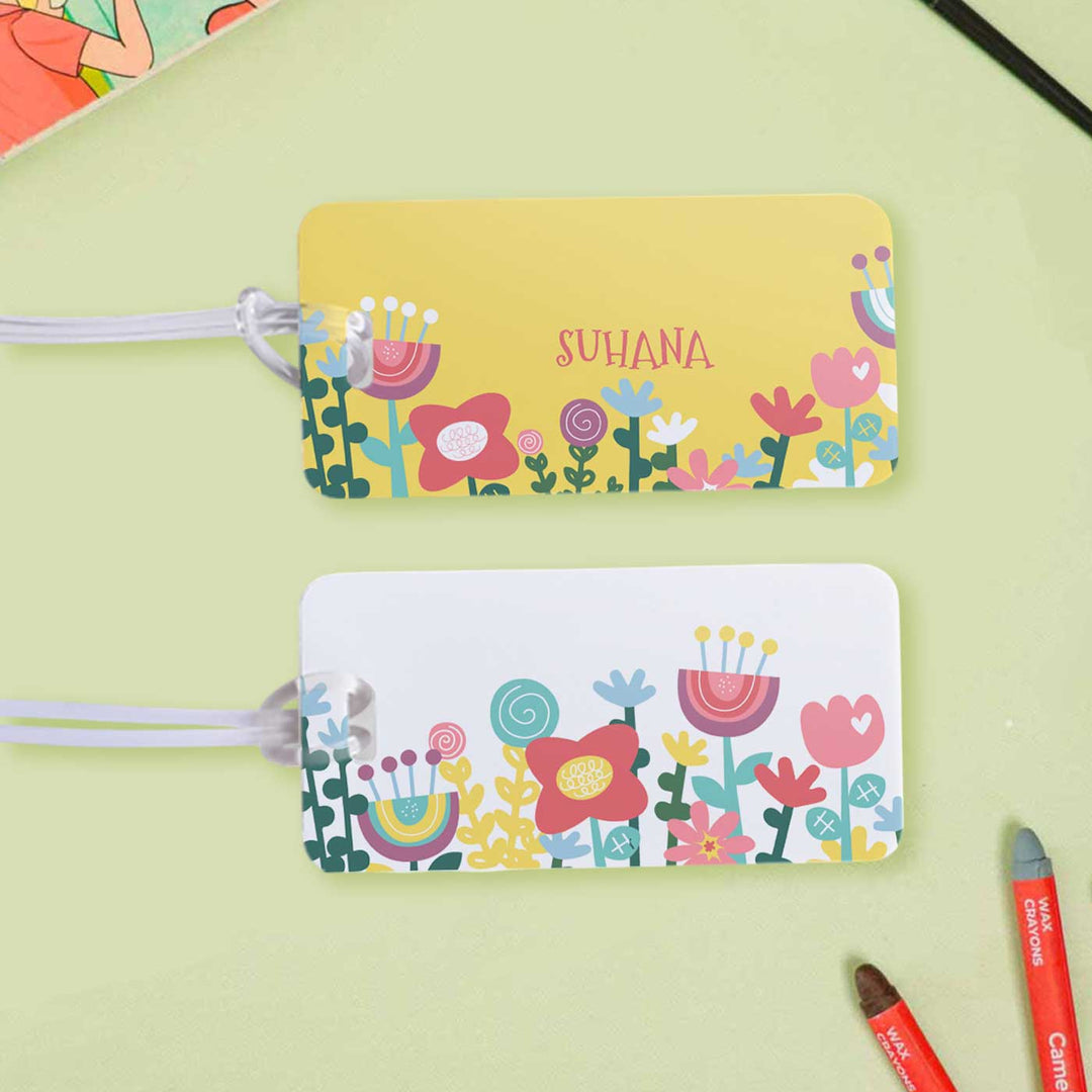 Personalized Flower Power Theme Bag Tag